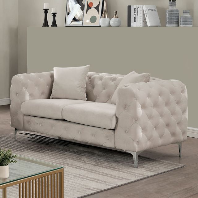 Furniture of America® Sapphira 2-Piece Beige Sofa Set-2