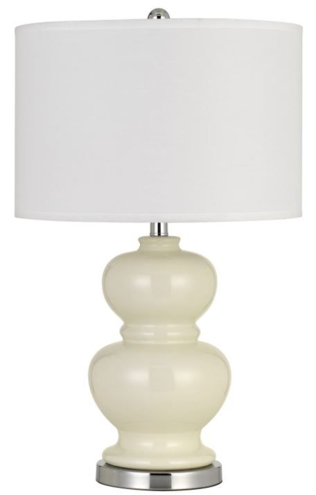 Cal® Lighting & Accessories 2-Piece Bergamo Brushed Steel/Ivory White Table Lamp Set-1