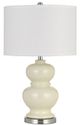 Cal® Lighting & Accessories 2-Piece Bergamo Brushed Steel/Ivory White Table Lamp Set-1