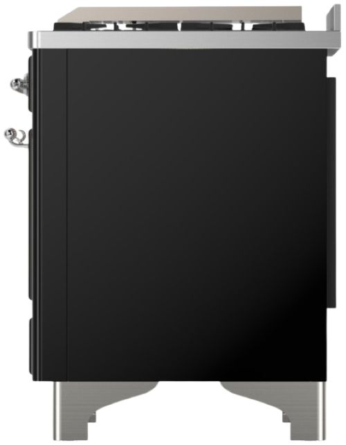 Ilve® Majestic III 48" Glossy Black Pro Style Dual Fuel Natural Gas Range with Solid Door and Chrome Trim-3