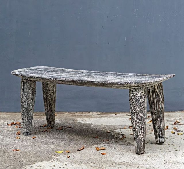 Uttermost® Fade To Black Distressed Black/White Wood Bench-3