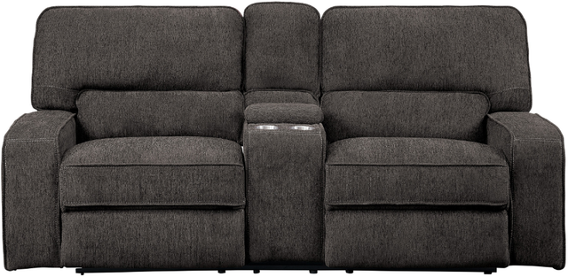 Homelegance® Borneo Chocolate Power Double Reclining Loveseat with Center Console and USB Ports-0
