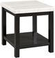 Elements International Marcello White Marble Top End Table with Black Base-0