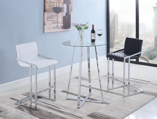 Coaster® Zanella Glass Top Round Bar Table with Chrome Base -1