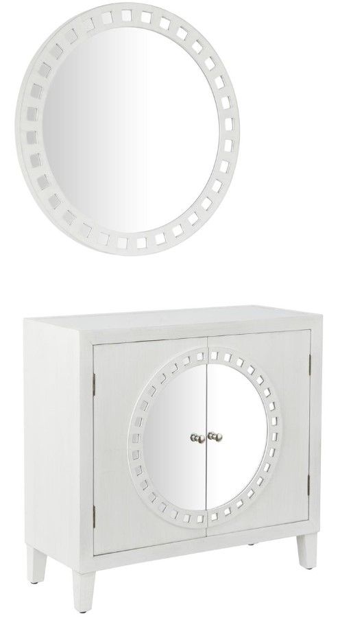 Deco Marche White Console Table with Mirror Set-0