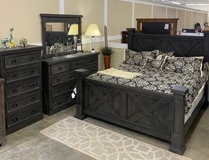 X Bed Queen Bedroom Set - Queen Bed, Dresser, Mirror, Chest, Night Stand |  Sides Furniture & Bedding | Dora, AL