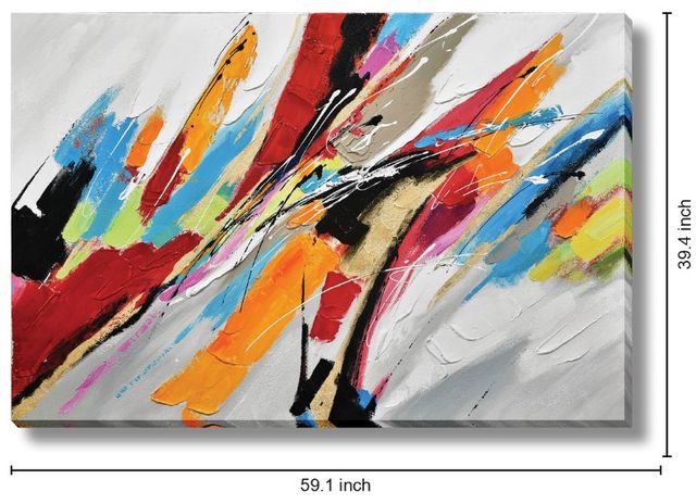 Classy Living Vibrant Color Surge Abstract Expression Canvas Wall Art-2
