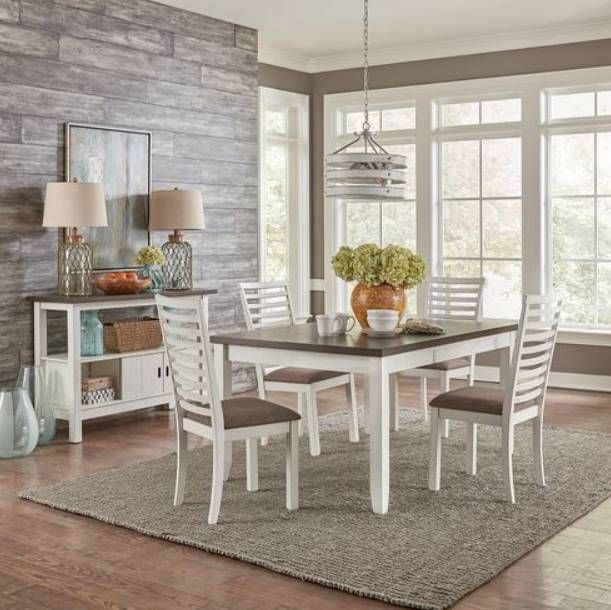 Liberty Brook Bay 5Piece Carbon Grey/Textured White Leg Table Set