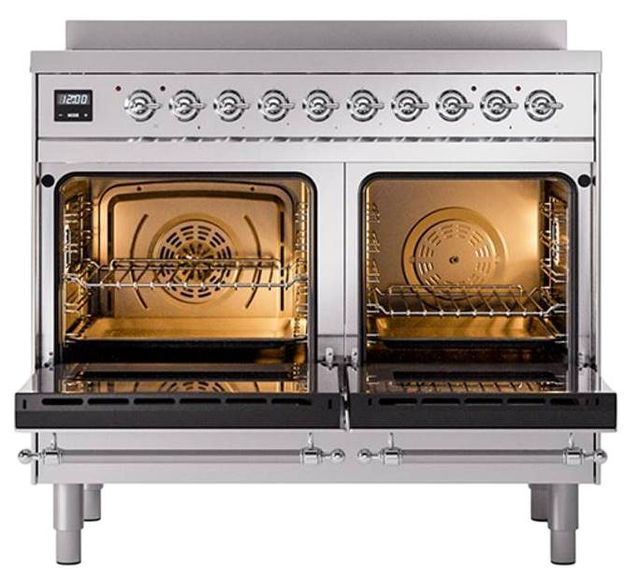 Ilve® Nostalgie II Noblesse 40'' Stainless Steel Pro Style Induction Range with Chrome Trim-2