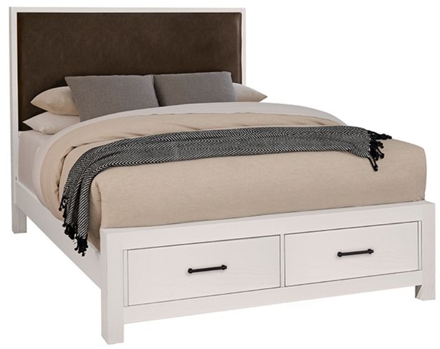 Vaughan-Bassett Lodge & Loft Sedona Brown/Soft White Oak Queen Upholstered Panel Storage Bed-0