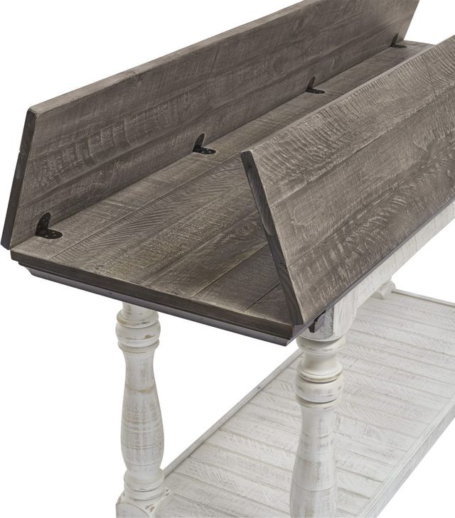 Signature Design by Ashley® Havalance Gray Lift-Top Sofa Table with Antique White Base-3