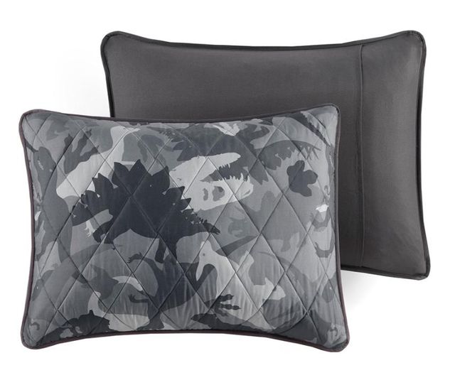 Olliix by Mi Zone Kids Dylan Printed Grey Twin Dino Camo Reversible Coverlet Set-1
