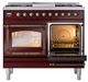 Ilve® Nostalgie II Noblesse 40'' Burgundy Pro Style Dual Fuel Range with Burnished Trim-4