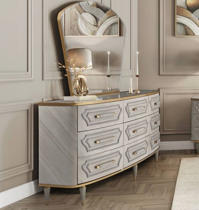 Michael Amini® St. Charles Dove Gray/Gold Dresser-1