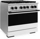 ZLINE Marino 36" Satin Stainless Steel Pro Style Gas Range with White Matte Door and Matte Black Accents-3