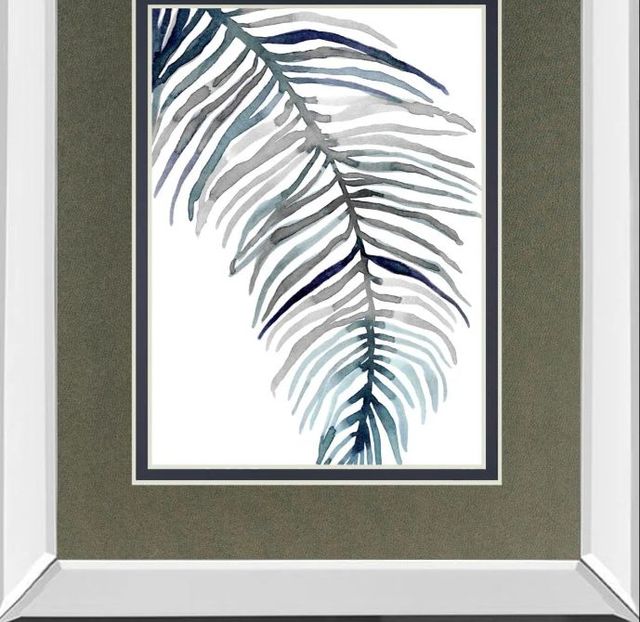 Classy Art Blue Feathered Palm II by Emma Scarvey Mirror Framed Wall Art-1