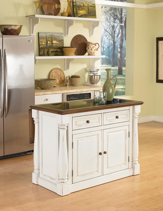 homestyles® Monarch Black Granite/Distressed Oak/Distressed White Kitchen Island -1