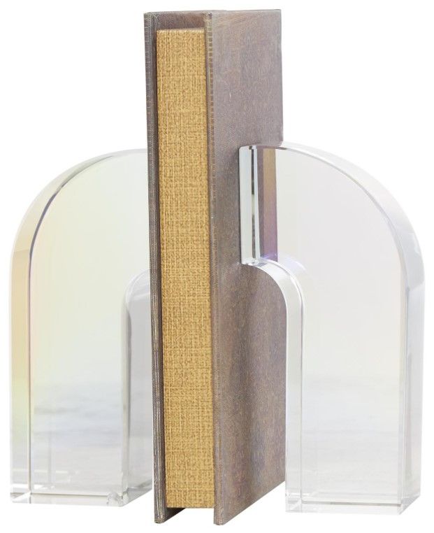Deco Marche 2-Piece Clear Geometric Arched Bookends Set-2