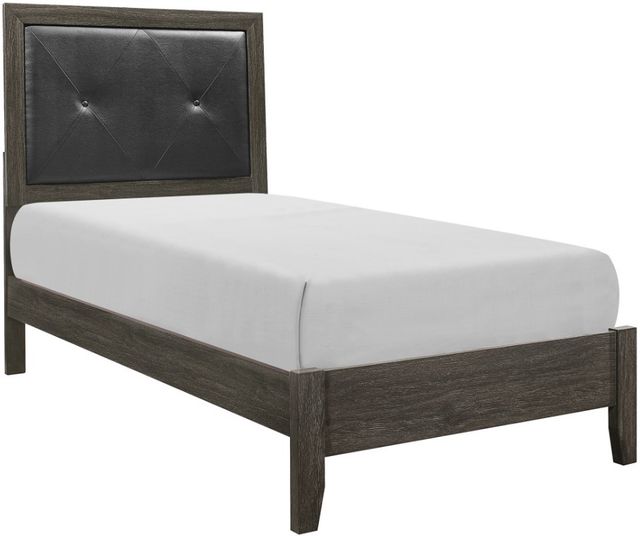 Homelegance® Edina Black/Dark Gray Twin Upholstered Panel Bed-0