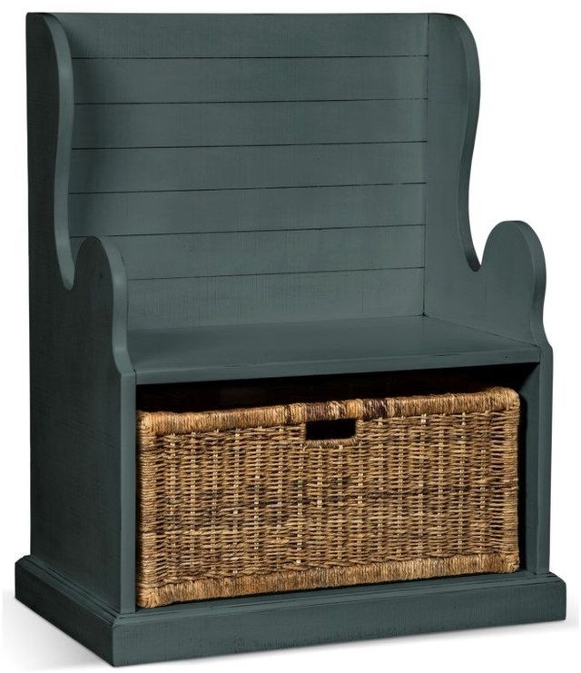 Sunny Designs™ Accents Little Boy Blue Hall Seat With Rattan Basket