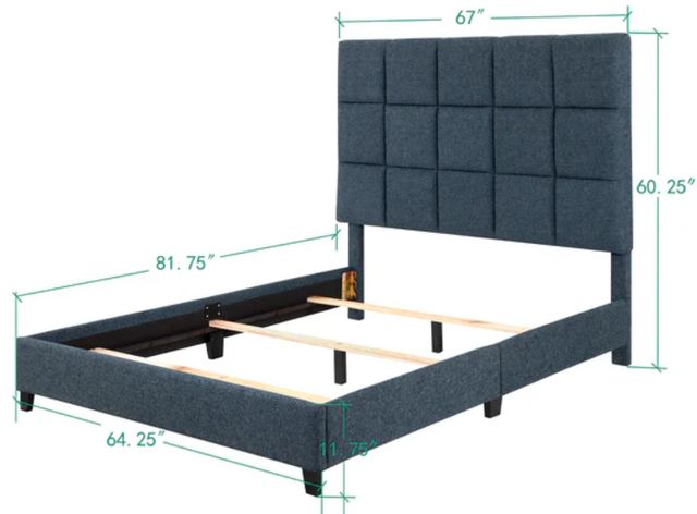 Legends Home Bridger Endurance Denim Queen Upholstered Panel Bed-2