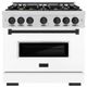 ZLINE Classic Autograph Edition 48" Stainless Steel Pro Style Gas Range with White Matte Door and Polished Gold Accents-0