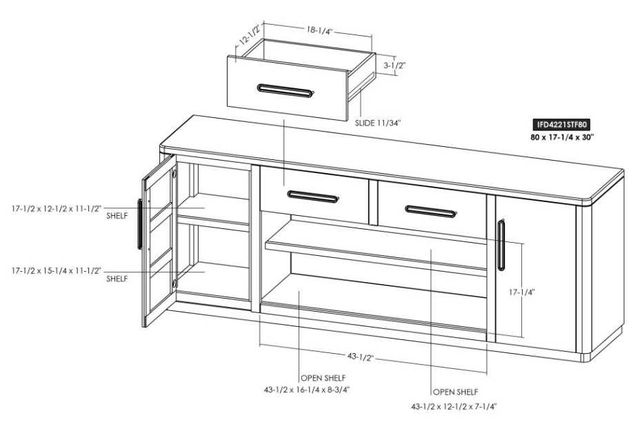 International Furniture Direct Balam Stained Brown 80" TV Stand-2