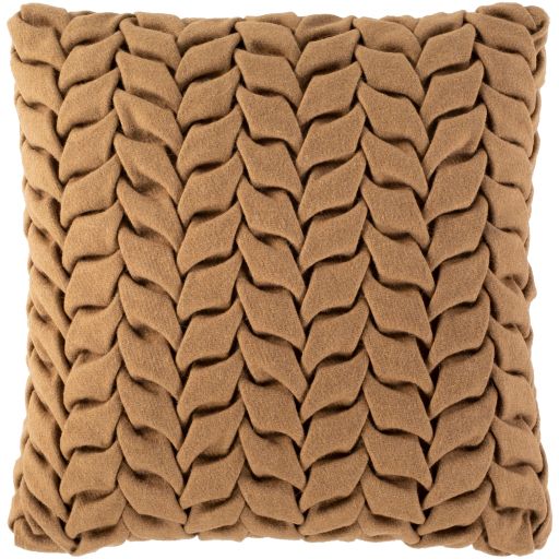 Surya Alana Camel 20"x20" Toss Pillow with Down Insert-0