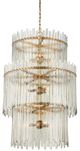 Currey & Company Electra Antique Brass/Clear Three-Tier Chandelier-1