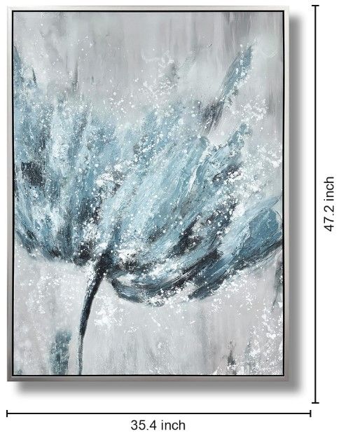 Classy Living Mesmerizing Frosted Blue Petal Burst Wall Art-2