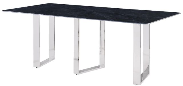 Coaster® Desden Gray Rectangular Dining Table with Silver Base-2