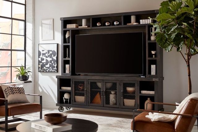 aspenhome® Industrial Fruitwood 96" Console and Hutch-1