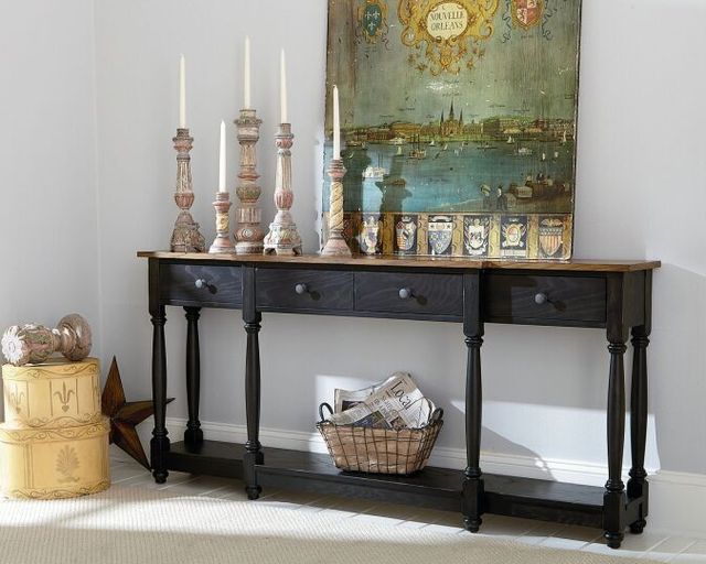 Hammary® Hidden Treasures Brown Drawer Console with Black Base-2