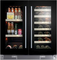 Front view of the XO 30" Black Glass Built In Beverage Center and Wine Cooler