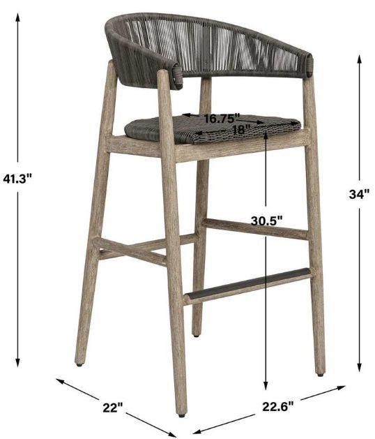 Uttermost® Dermott Cerused Wheat Wooden Outdoor Bar Stool-3
