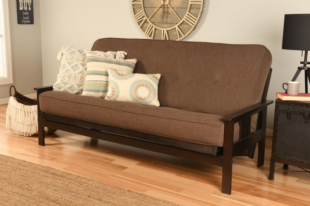 Kodiak Furniture Monterey Linen Cocoa/Espresso Full Futon with Mattress-1