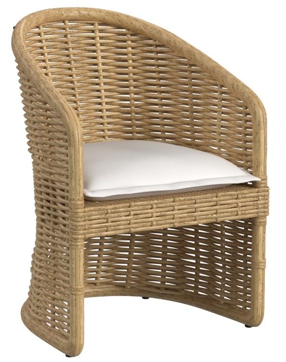 Sunset West Playa Natural Resin Wicker Outdoor Dining Arm Chair with Soothe Pearl Cushion-0