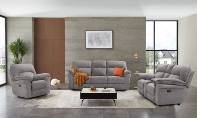 Furniture of America® Josias Light Gray Manual Reclining Sofa-2