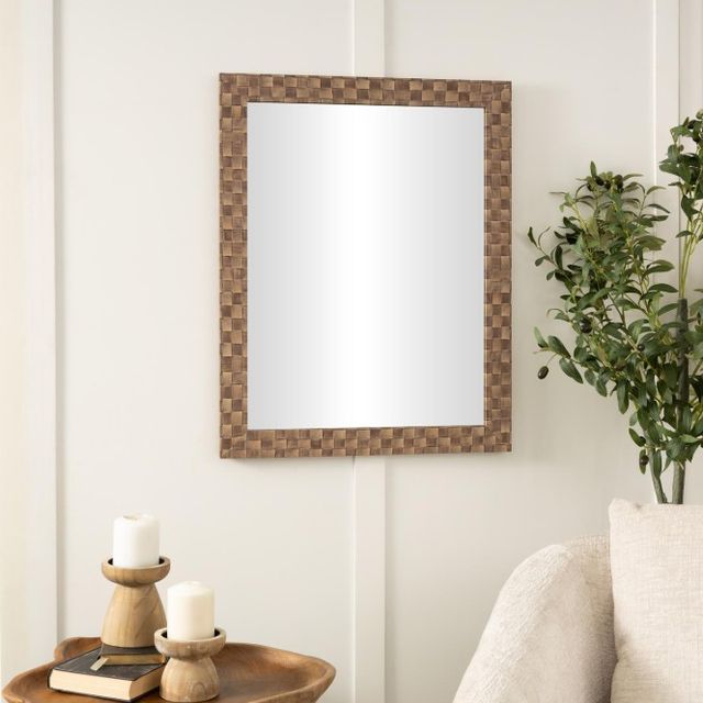 Deco Marche Brown Wall Mirror with Checkered Frame -1