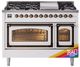 Ilve® Nostalgie II Noblesse 48'' Custom RAL Color Pro Style Dual Fuel Range with Burnished Trim-0