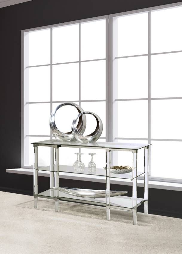 Mazin Furniture Lyrica Chrome 3-Tier Console Table-1
