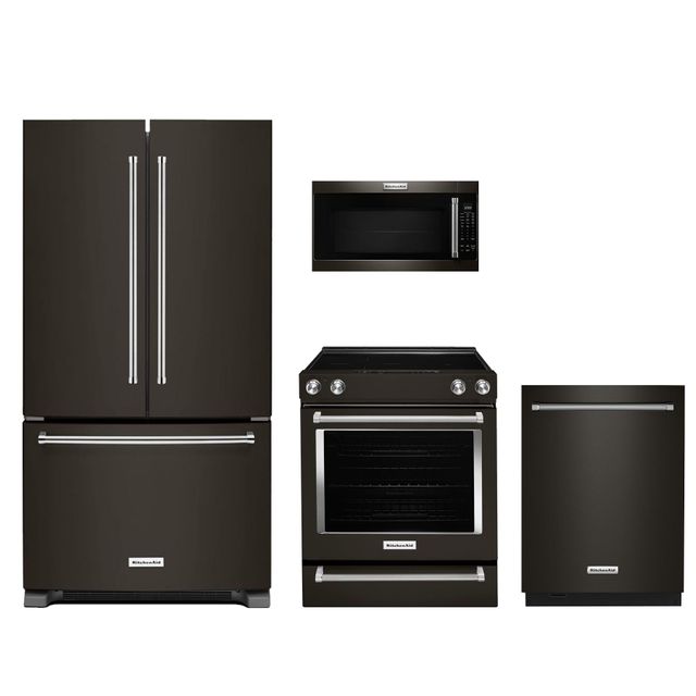 KitchenAid® 4 Piece PrintShield™ Black Stainless Steel Kitchen Package