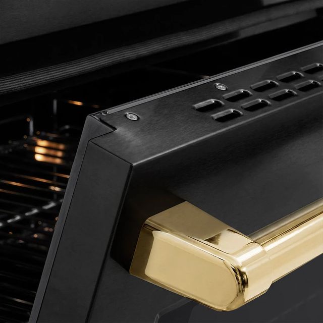 ZLINE Autograph Edition Paramount 36" Black Stainless Steel Pro Style Induction Range with Polished Gold Accents-3