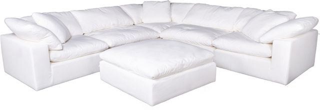 Moe's Home Collection Clay 6-Piece White L-Shaped Modular Sectional and Ottoman-0