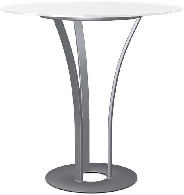 Amisco Customizable Dalia White Glass Bar Table with Metal Turnip Base-0