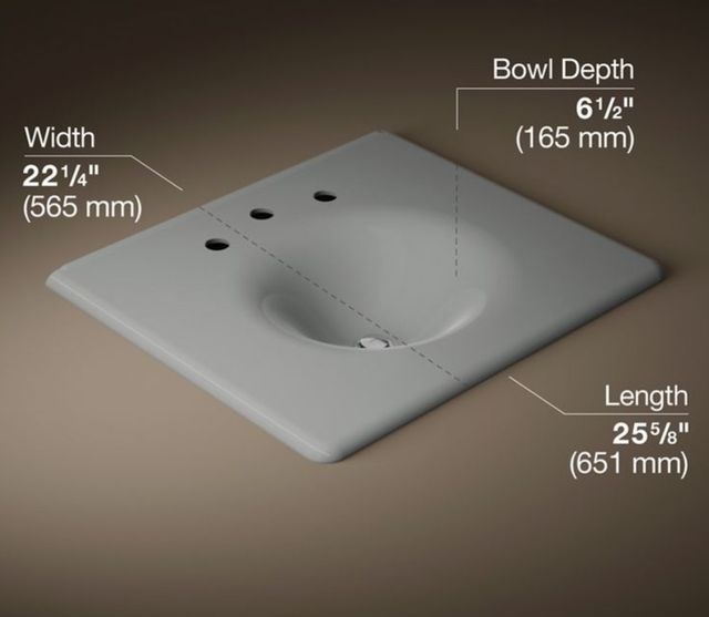 Kohler Iron/Impressions® Basalt 25" Widespread Enameled Cast Iron Vanity Top with Integrated Round Sink-2