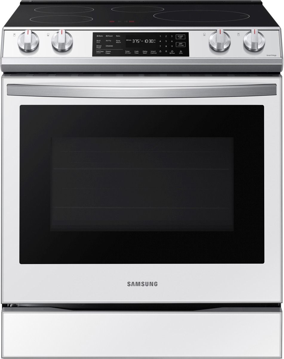 Samsung 30" White Glass Slide In Induction Range