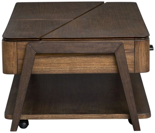 Magnussen Home® Hallie Dark Chocolate/Milk Chocolate Lift Top Storage Cocktail Table with Casters-2