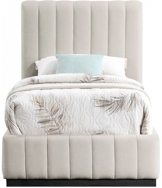 Meridian Furniture Lucia Beige Twin Upholstered Panel Bed-1