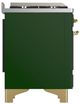 Ilve® Majestic III 48" Emerald Green Pro Style Dual Fuel Natural Gas Range with French Top and Brass Trim-4
